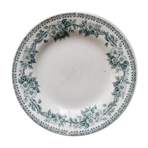 Assiette ancienne en terre de fer Saint-Amand, modèle Guadeloupe