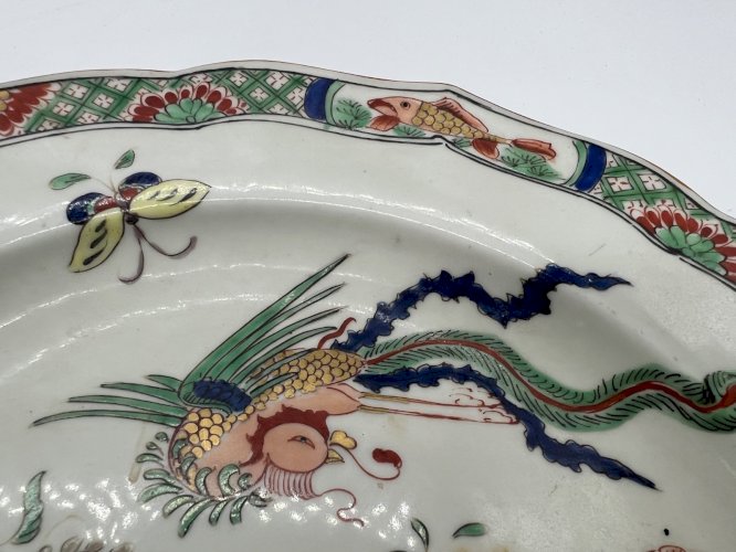 Assiette ancienne Samson Paris style Famille Verte décor phénix XIXe siècle