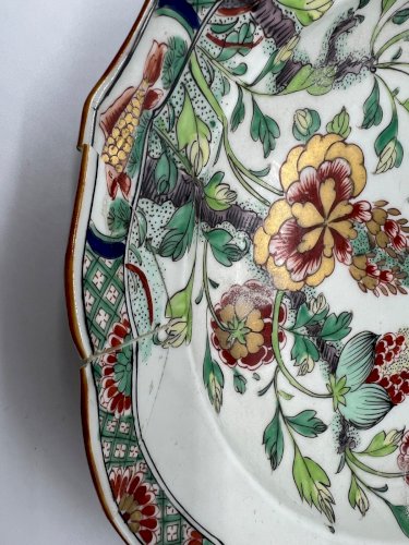 Assiette ancienne Samson Paris style Famille Verte décor phénix XIXe siècle