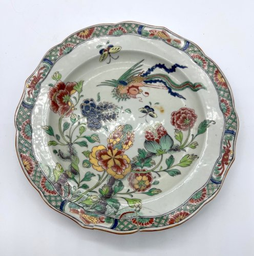 Assiette ancienne Samson Paris style Famille Verte décor phénix XIXe siècle