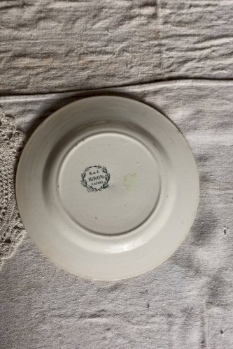 Assiette ancienne terre de fer Salins modèle Ninon décor vert