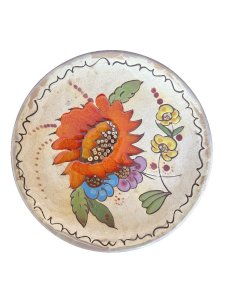 assiette artisanale  décor de fleurs vintage déco fait main piece unique Francis