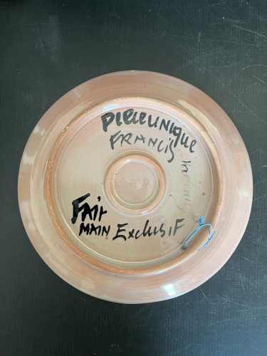 assiette artisanale  décor de fleurs vintage déco fait main piece unique Francis