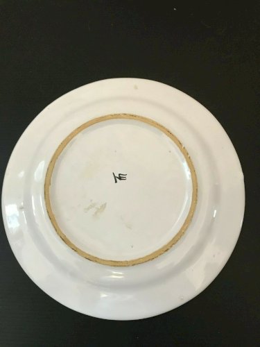 assiette céramique Malicorne Emile Tessier décor bouquet fleurs et points Sarthe