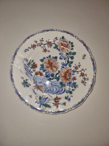 Assiette coq et pivoines Gien