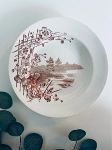 Assiette creuse ancienne Terre de Fer – Boch Frères, modèle Cotage