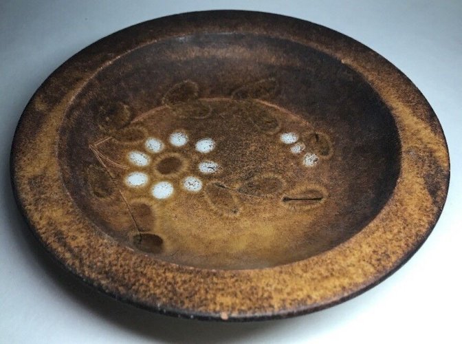  Assiette Creuse Décor Floral Signée La Roue Vallauris Vintage H 4 D 23 Cm N13
