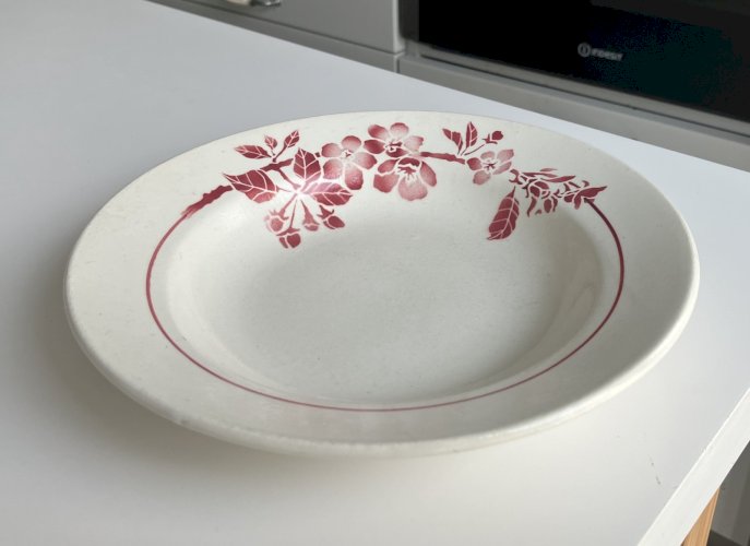 assiette creuse en faience ancienne Pexonne Fenal Frères modele Avril