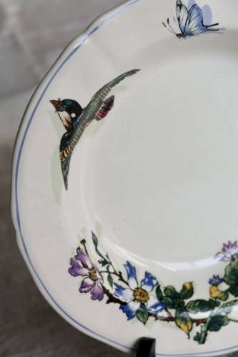 Assiette creuse porcelaine de Gien série LOiseau poète