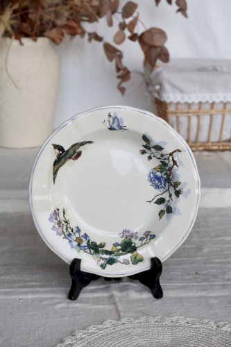 Assiette creuse porcelaine de Gien série LOiseau poète