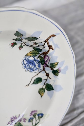 Assiette creuse porcelaine de Gien série LOiseau poète
