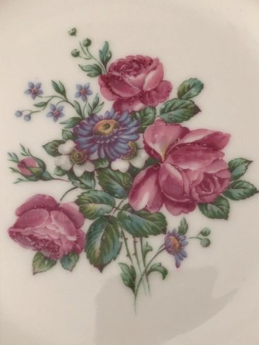 Assiette creuse rétro vintage en porcelaine motifs pivoines