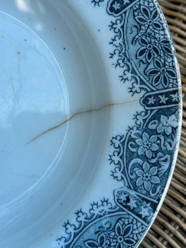 Assiette creuse rétro vintage Orchies décor Dentelle