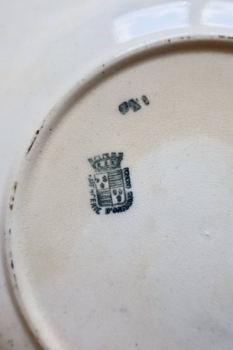 Assiette creuse terre de fer Onnaing - Décor végétal bleu
