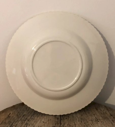 Assiette creuse vintage blanche et bleue