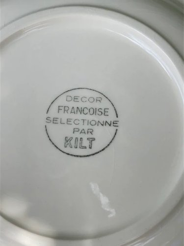 Assiette creuse vintage blanche et jaune modèle Françoise