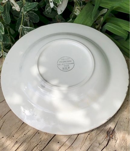 Assiette creuse vintage blanche et jaune modèle Françoise