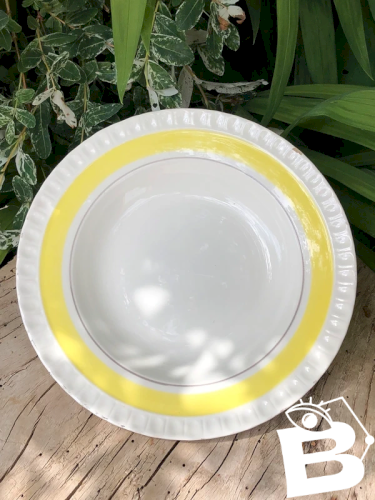 Assiette creuse vintage blanche et jaune modèle Françoise