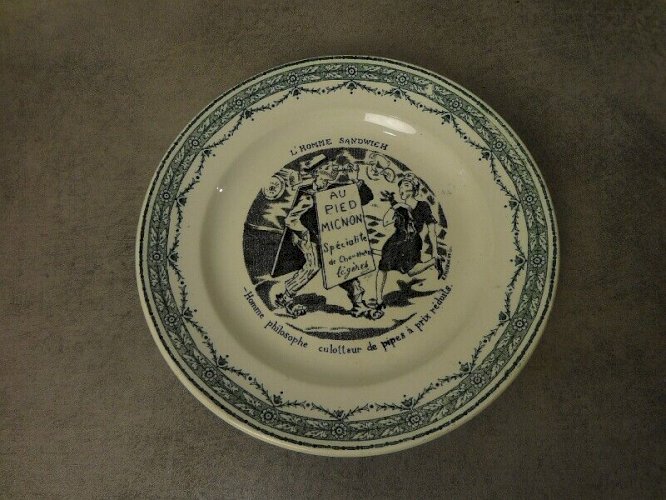 ASSIETTE DE COLLECTION L'HOMME SANDWICH R. MERRHEIN SAINT AMAND