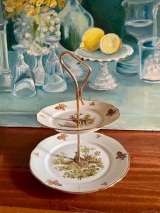 Presentation plate Deer and Pheasant in porcelain