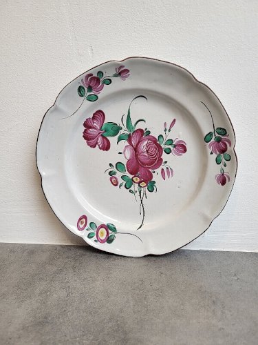 ASSIETTE DECOR DE FLEURS EN FAÏENCE