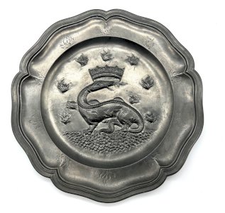 Decorative tin plate – Crowned Salamander – Les Etains du Manoir