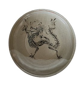 assiette décorative en Grès émaillé Dragon signature à identifier