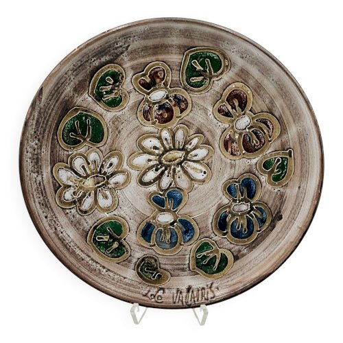 Assiette Décorative Vintage Céramique Vallauris Signée Lolo