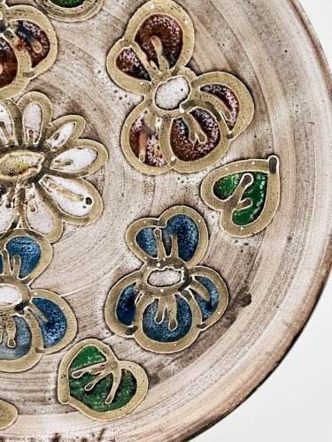 Assiette Décorative Vintage Céramique Vallauris Signée Lolo