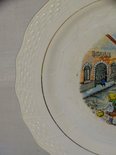 -ASSIETTE DESSERT CERAMIQUE MOULIN DES LOUPS HAMAGE ANCIENNE MOIS D'OCTOBRE    D