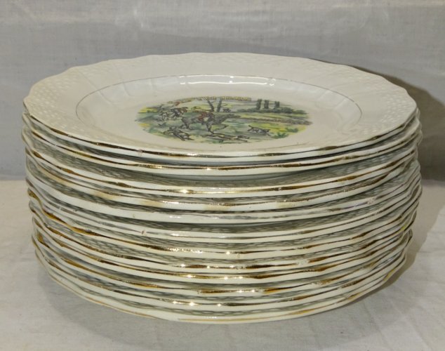 -ASSIETTE DESSERT CERAMIQUE MOULIN DES LOUPS HAMAGE ANCIENNE MOIS SEPTEMBRE    D