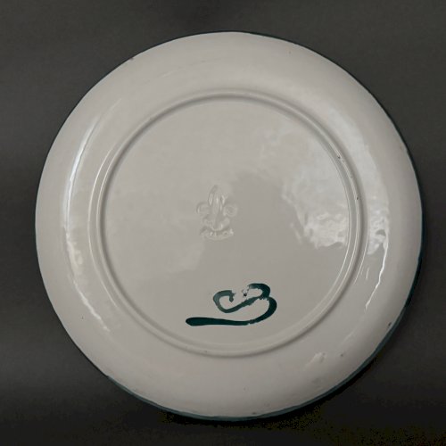Assiette en céramique 1960 visage féminin monogramme CD M3942