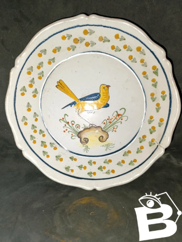 assiette en faience a decor doiseaux en bon etat
