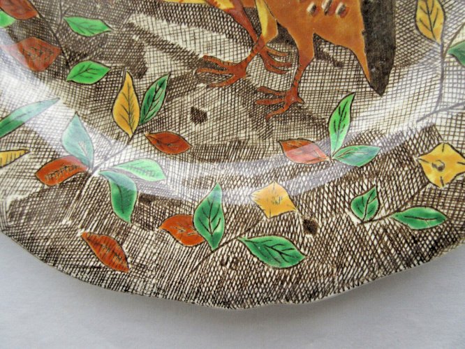 Assiette en faïence de GIEN, service Rambouillet, modèle: Les Perdrix