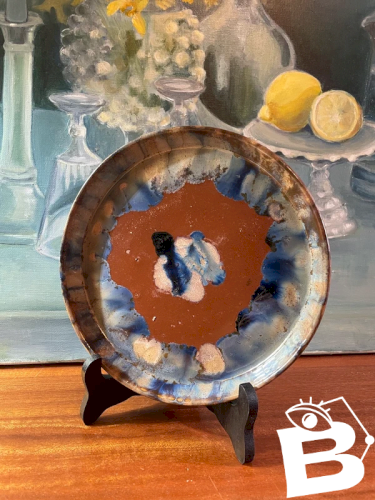 Assiette en grès émaillé vintage