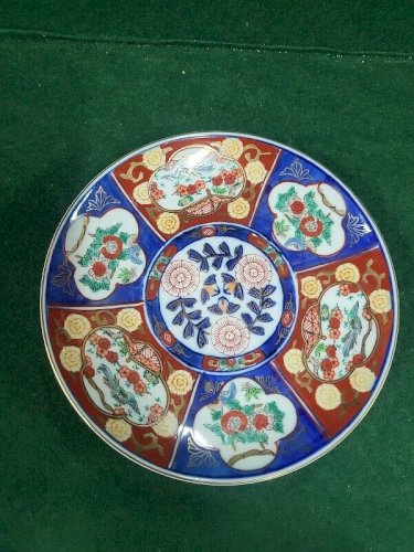ASSIETTE EN PORCELAINE ASIATIQUE BLEUE ET ROUGE GOLD IMARI