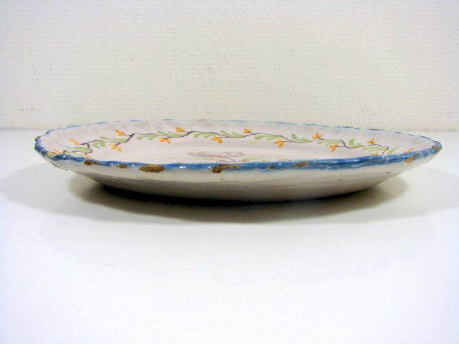 Assiette Faïence Bourg en Bresse Ain Manufacture CHERVIN 1831-1868 Décor Fleurs