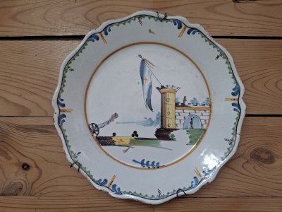 Nevers faience plate from the Bastille, authentic revolutionary period.