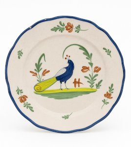 Assiette Faience Paon Waly 19eme