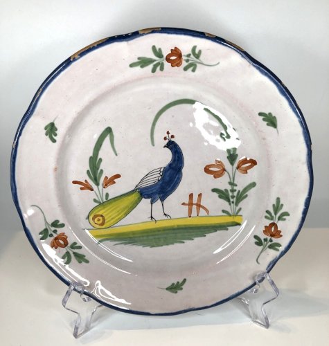 Assiette Faience Paon Waly 19eme