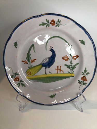 Assiette Faience Paon Waly 19eme