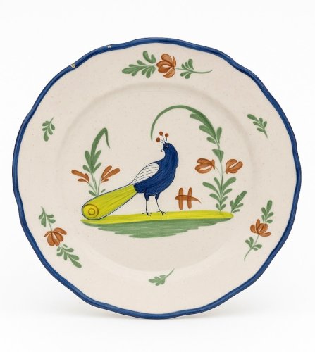 Assiette Faience Paon Waly 19eme
