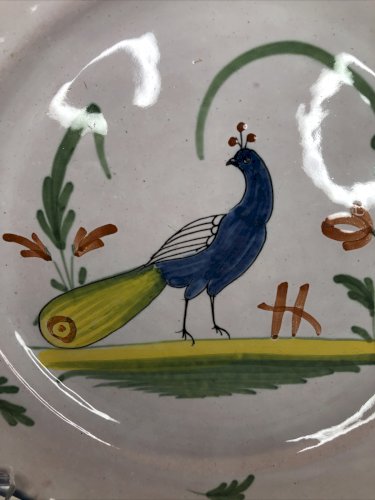 Assiette Faience Paon Waly 19eme