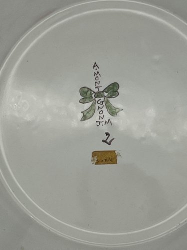 Assiette Nevers faïence XIXe décor oiseau fleurs ancien bleu manganèse antique