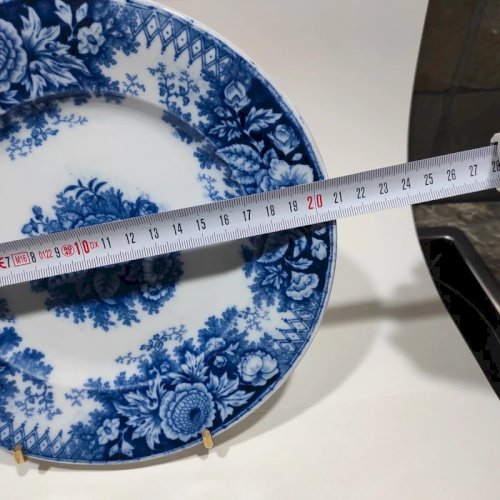 Assiette plate ancienne Boch frères Keramis BFK, modèle Jardinière, XIXème siècle