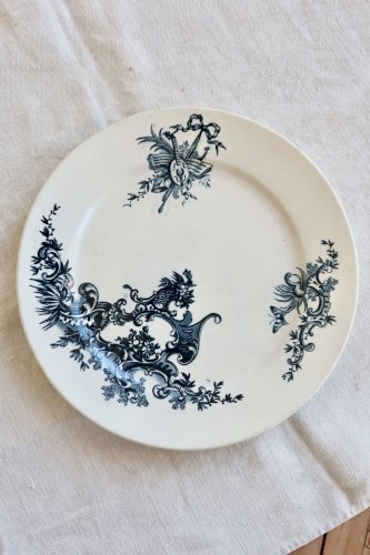 Assiette plate ancienne terre de fer - Boch Frères Keramis - Modèle Régent