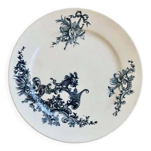 Assiette plate ancienne terre de fer - Boch Frères Keramis - Modèle Régent