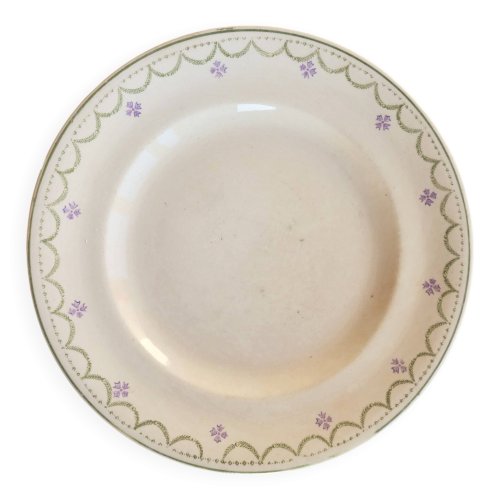 Assiette plate ancienne terre de fer Longwy modèle Violetta