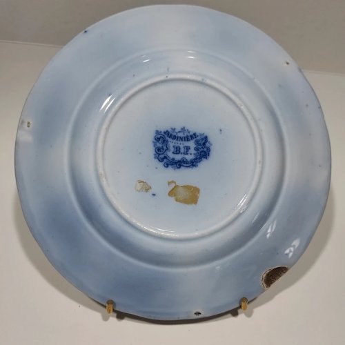 Assiette plate Boch frères Keramis, Jardinière, XIXème siècle