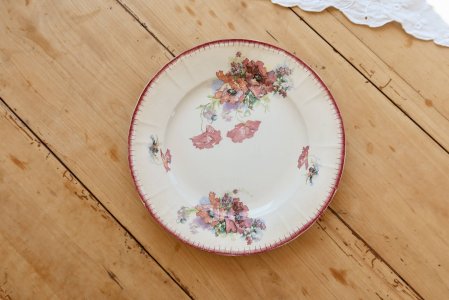 Polychrome ironstone flat plate Saint-Amand and Hamage Poppies model